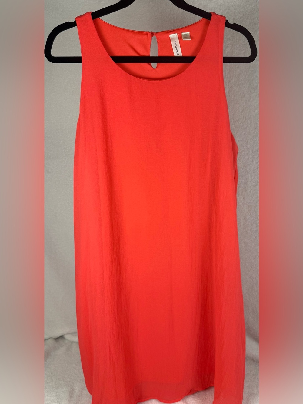 Tacera Bright Coral Sleeveless Shift Dress-Size 1X